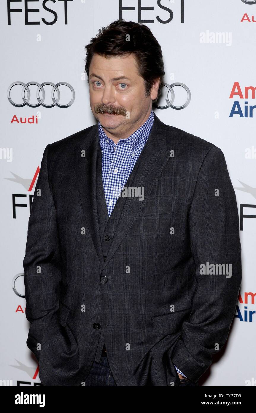 Nick Offerman at arrivals for AFI FEST 2012 Premiere of ON THE ROAD, Grauman's Chinese Theatre, Los Angeles, CA November 3, 2012. Photo By: Michael Germana/Everett Collection Stock Photo