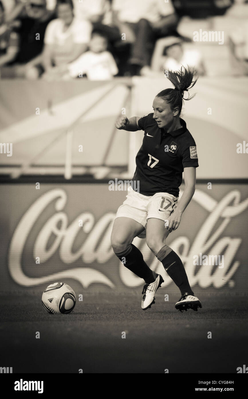 Gaetane Thiney of France on the ball during the 2011 FIFA Women's World Cup third place match against Sweden. Stock Photo