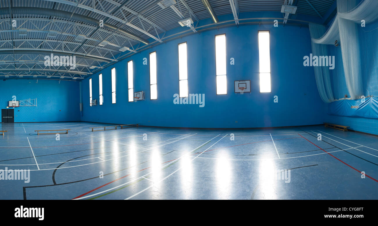 Panorama of an empty college sports hall Stock Photo