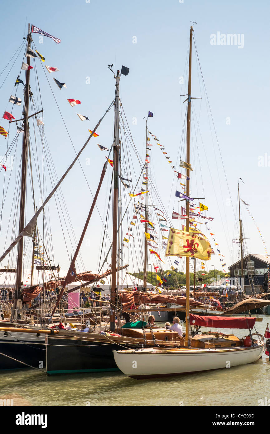 Yachts in Yarmouth Harbour during the Old Gaffers Festival, Isle of Wight. Stock Photo