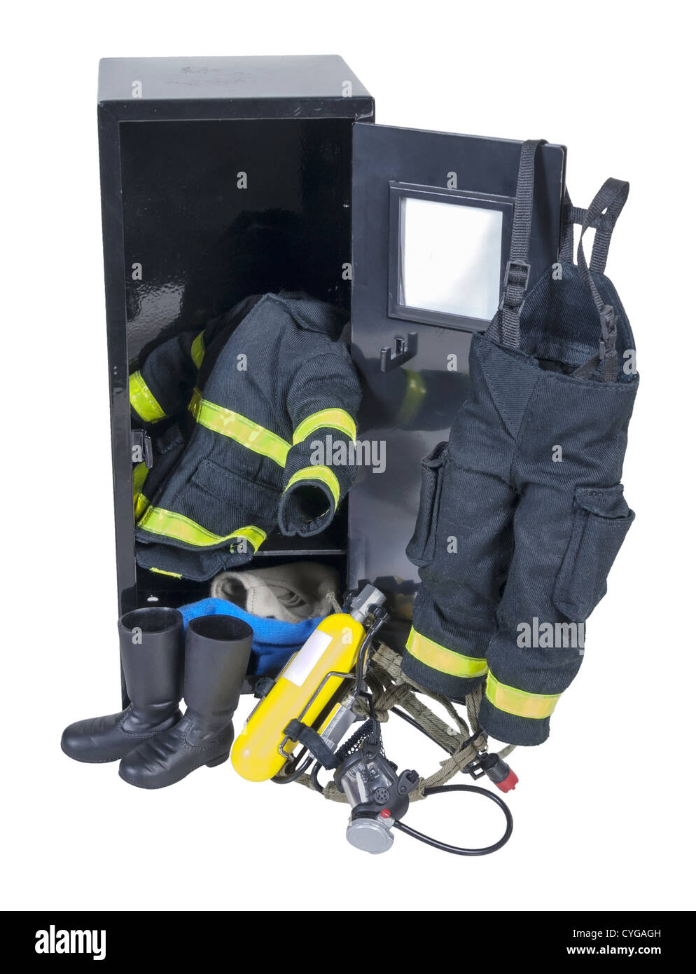 Fire fighting gear in locker hires stock photography and images Alamy