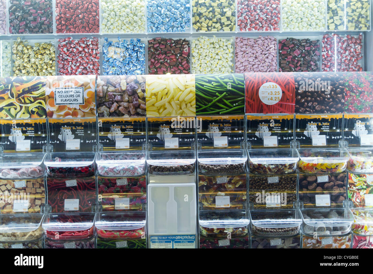 pick and mix sweets display at a cinema complex. Stock Photo