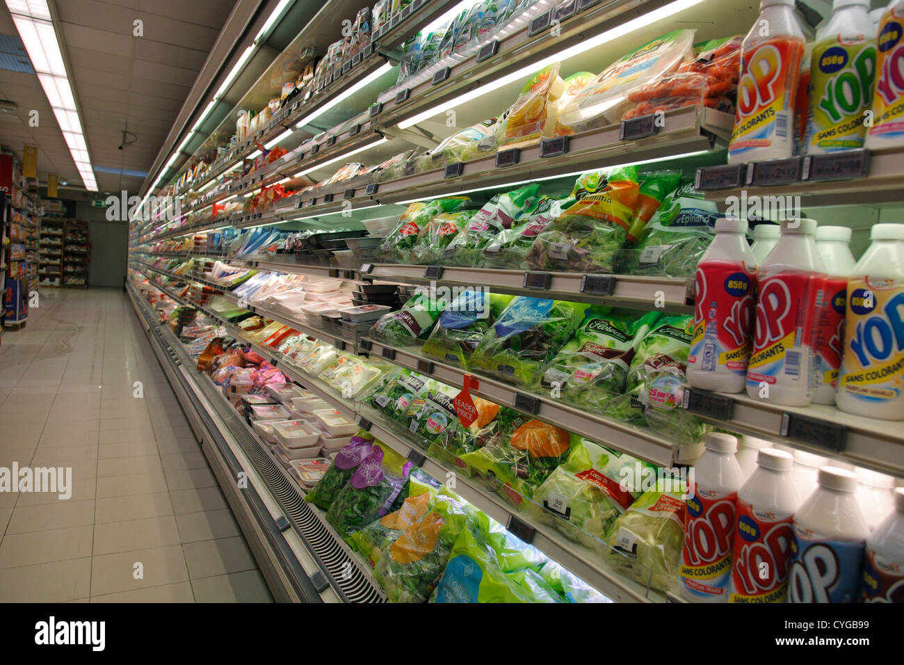 fridge in a supermarket Stock Photo