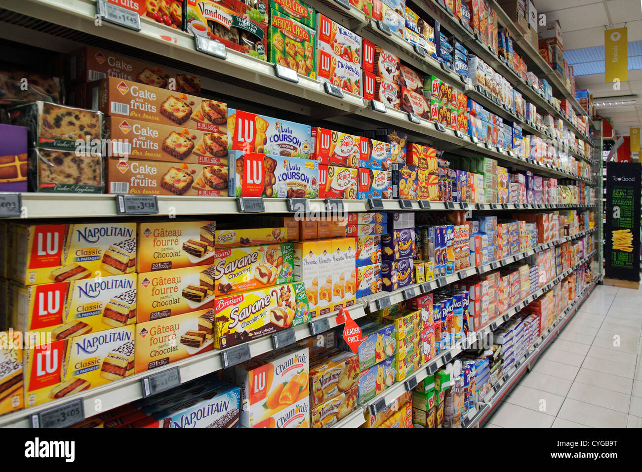 Cookie Shelf In A Supermarket Stock Photo Alamy