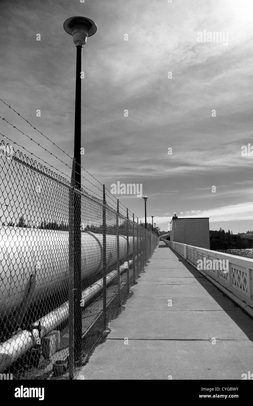 Prison, hydro plant, secure, black and white, dark, om Stock Photo