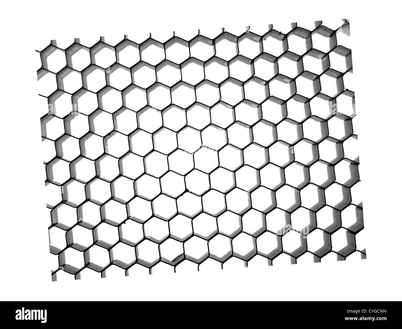 A honeycomb background image over a white background Stock Photo