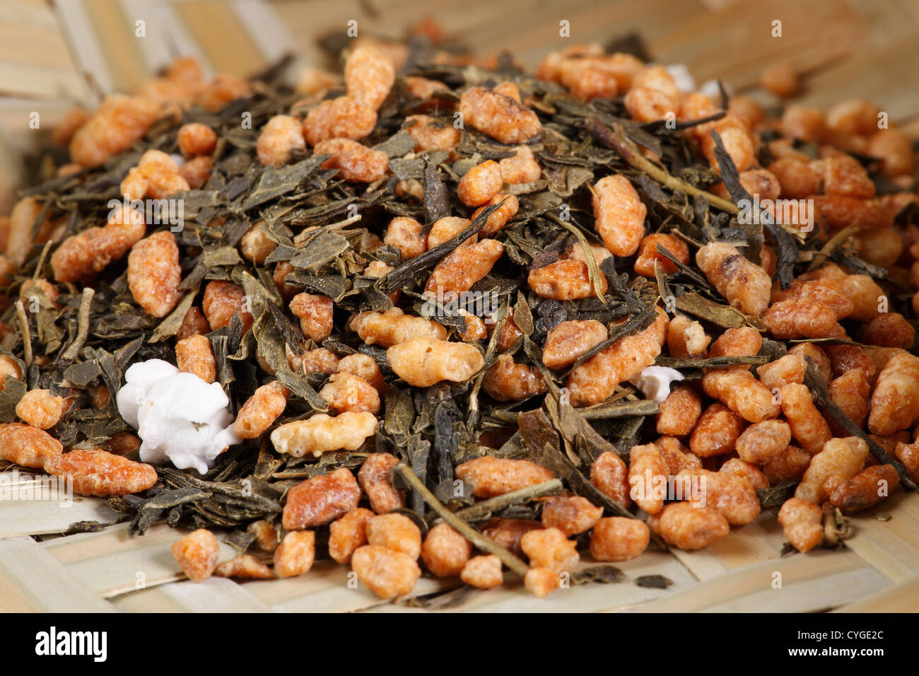 Close up of Japanese brown sugar and green tea leaves Stock Photo Alamy