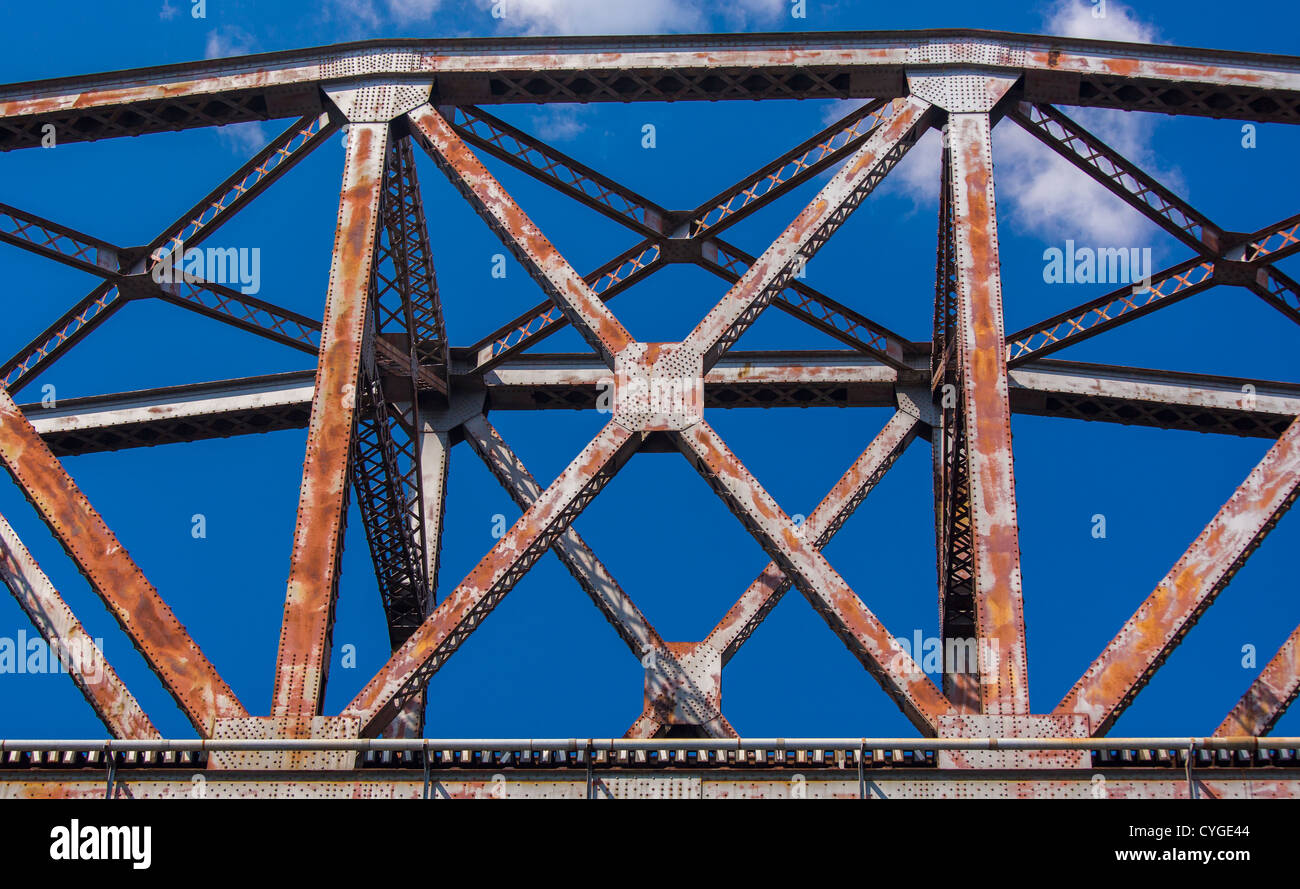 OCCOQUAN, VIRGINIA, USA - Railroad bridge bracing, over Occoquan RIver. Stock Photo