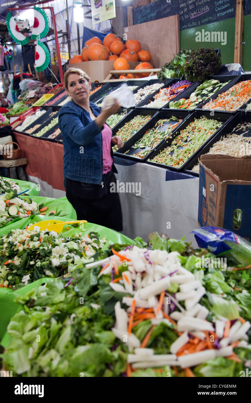 Salad Bar at Jamaica Market in Mexico City DF Stock Photo