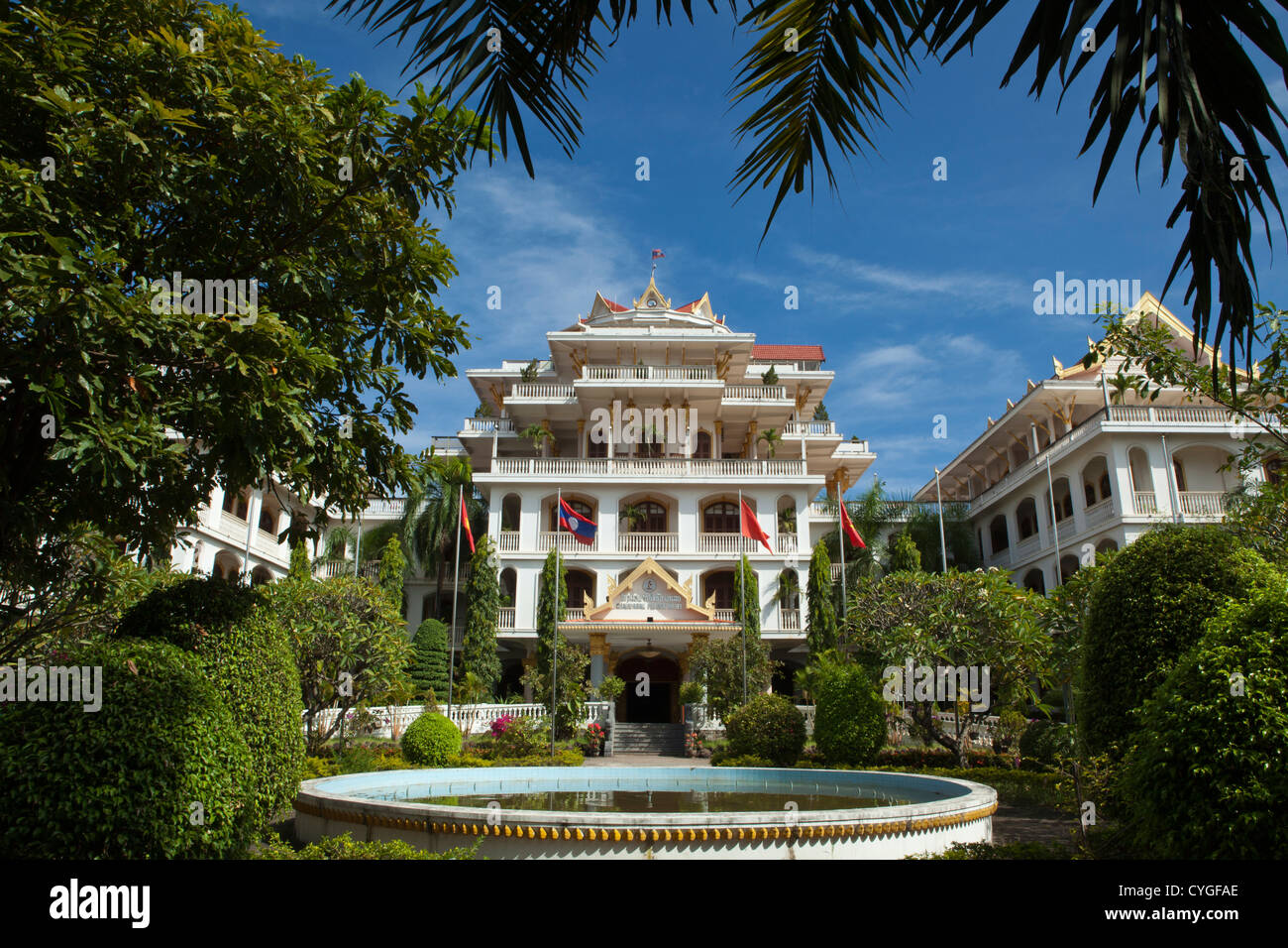Champasak Palace was a former residence of the Prince of Champasak, Chao Boun Oum, now a hotel Stock Photo