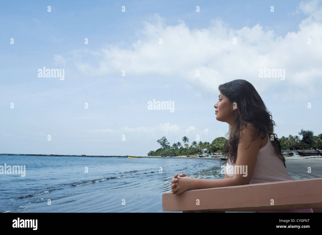 Indian woman standing in balcony hi-res stock photography and images ...