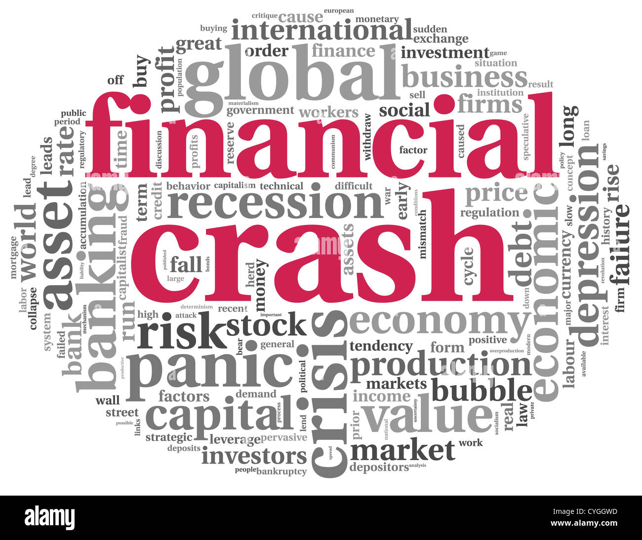Financial crash concept in info-text graphics on white background Stock Photo