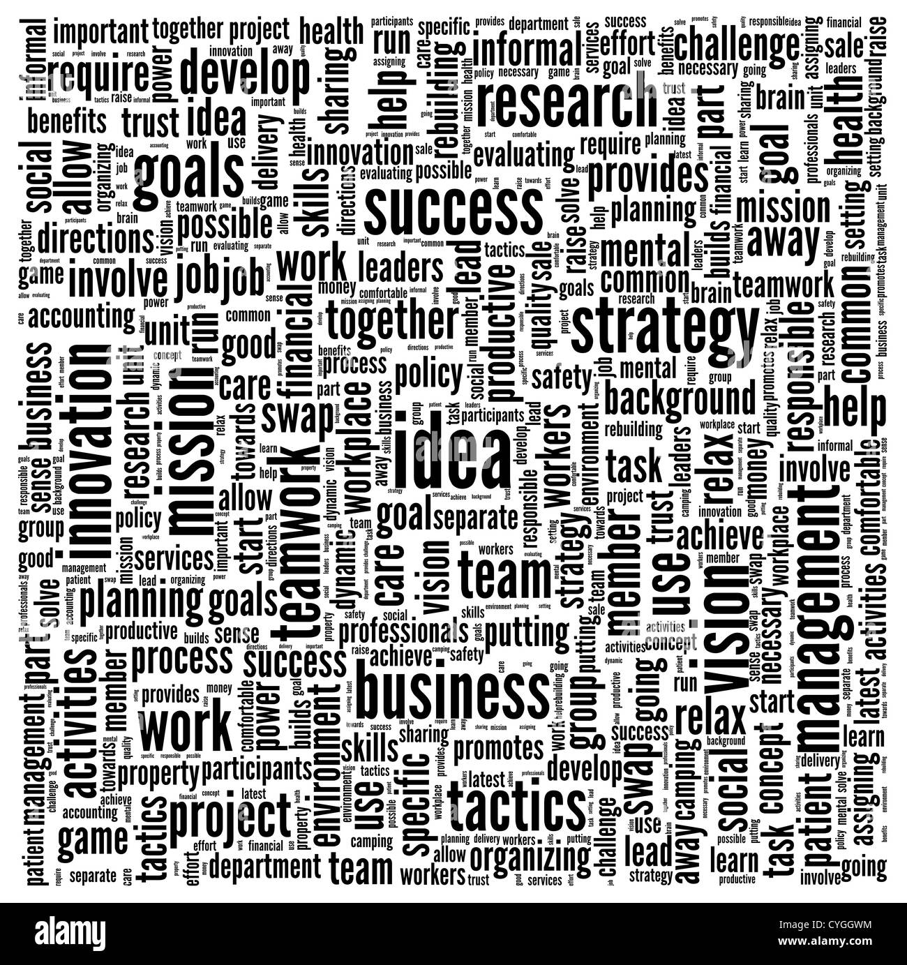 Idea and business concept in word tag cloud on white background Stock Photo Alamy