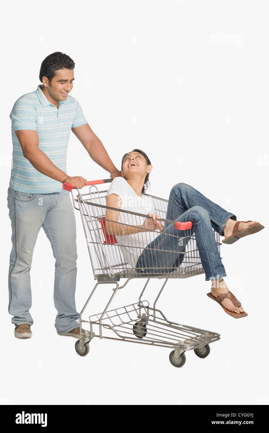 Indian man pushing cart full hires stock photography and images Alamy