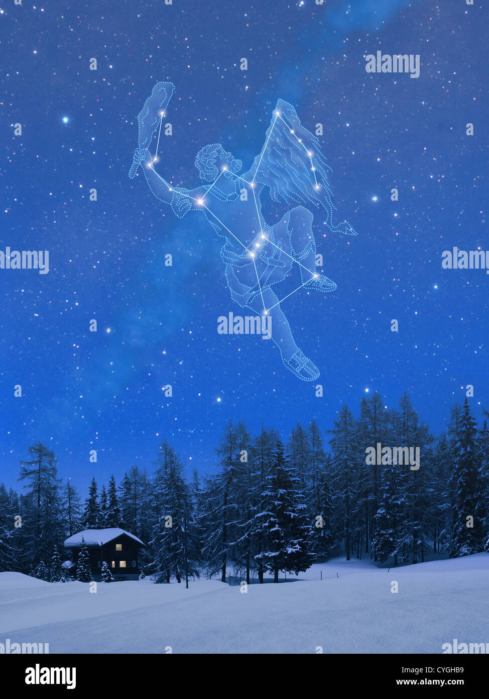 Orion constellation in the snowy Switzerland Stock Photo - Alamy