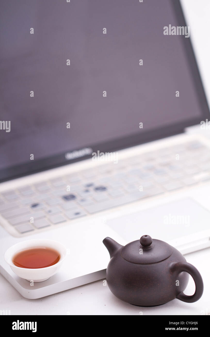 Chinese Tea and Computer Stock Photo - Alamy