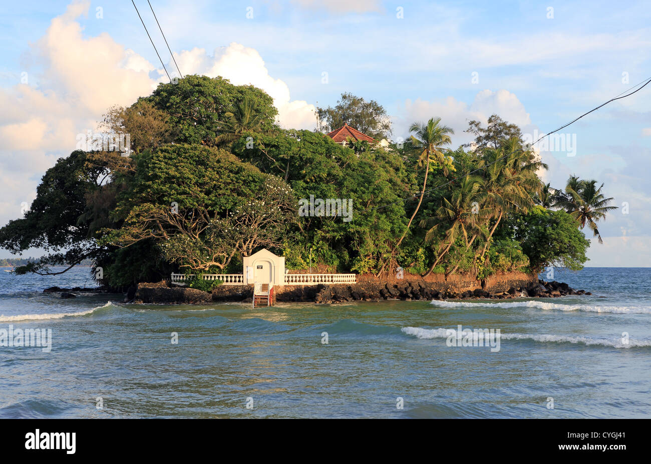 Taprobane Island in Weligama Bay on the Sri Lankan south coast. The island is a privately owned luxury boutique hotel. Stock Photo