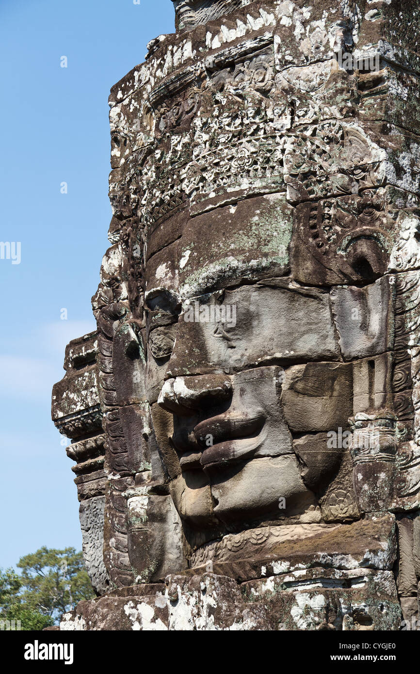 The Giant Stone Faces of Wat Bayon in the Angkor Temple Park, Cambodia