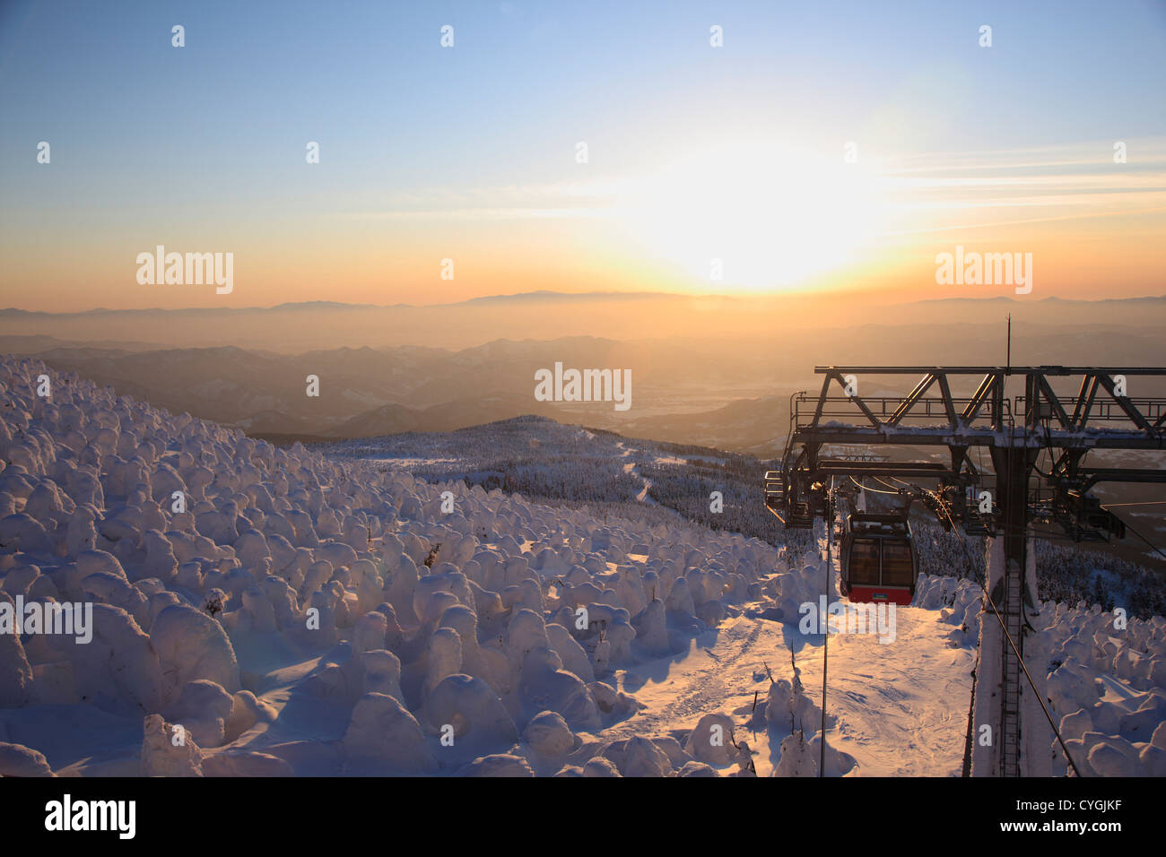 Frozen rime in Zao, Yamagata Prefecture Stock Photo