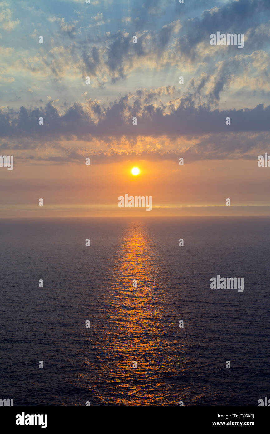 Sunset; over the sea; UK Stock Photo