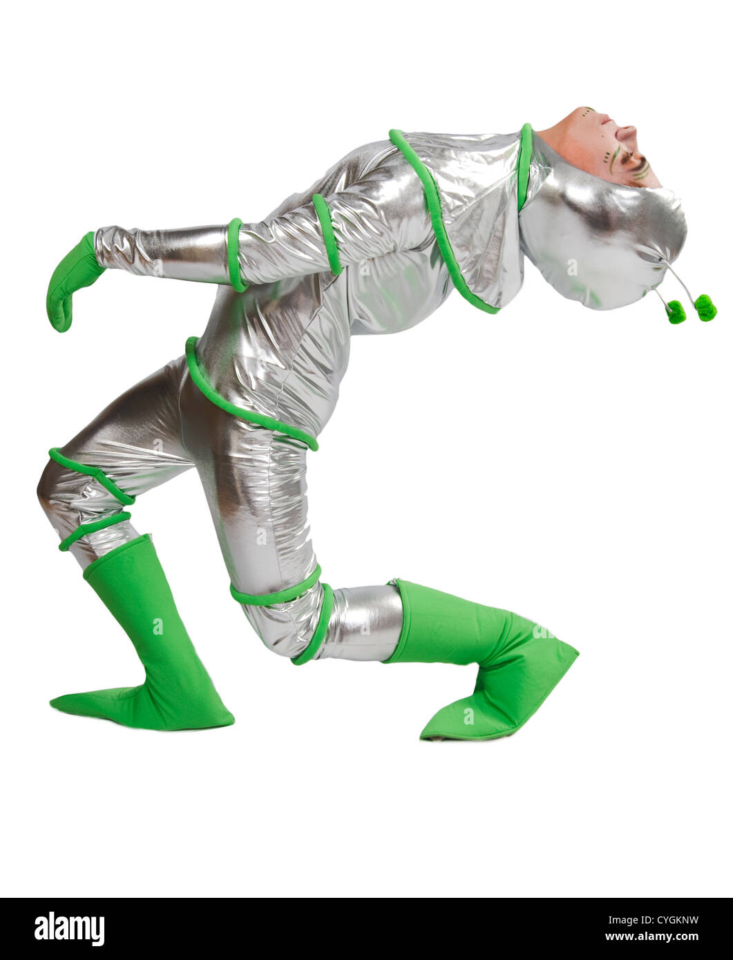 Extraterrestrial being. Alien. Person wearing costume of funny alien Stock Photo