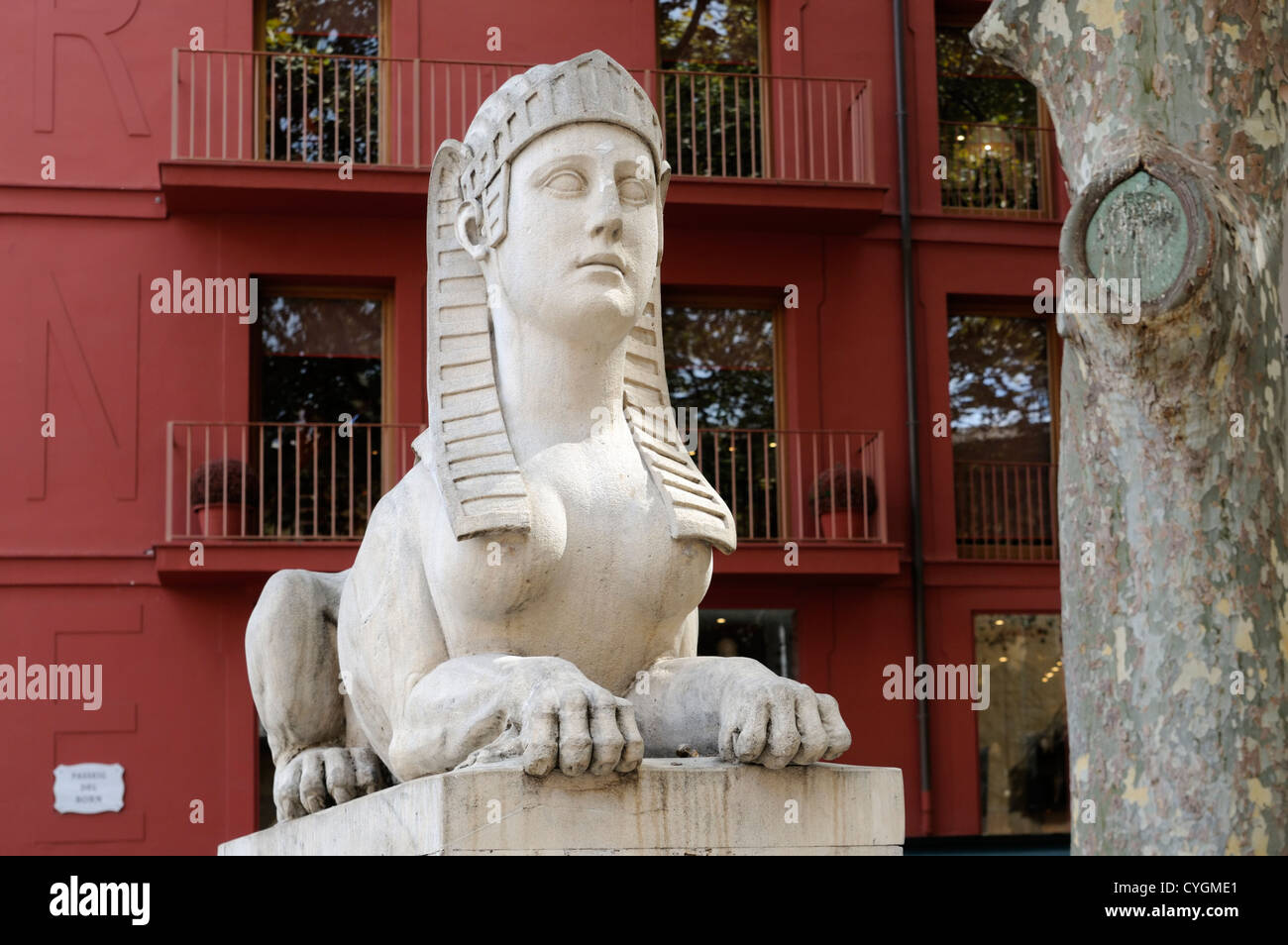 Sphinx, Passeig del Born, Palma, Mallorca, Spanien, Europa. | Sphinx, Passeig del Born, Palma, Majorca, Spain, Europe. Stock Photo