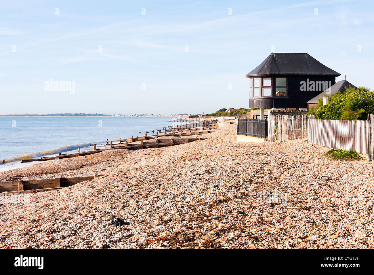 Aldwick Beach at Bognor Regis with Groynes, English Channel and