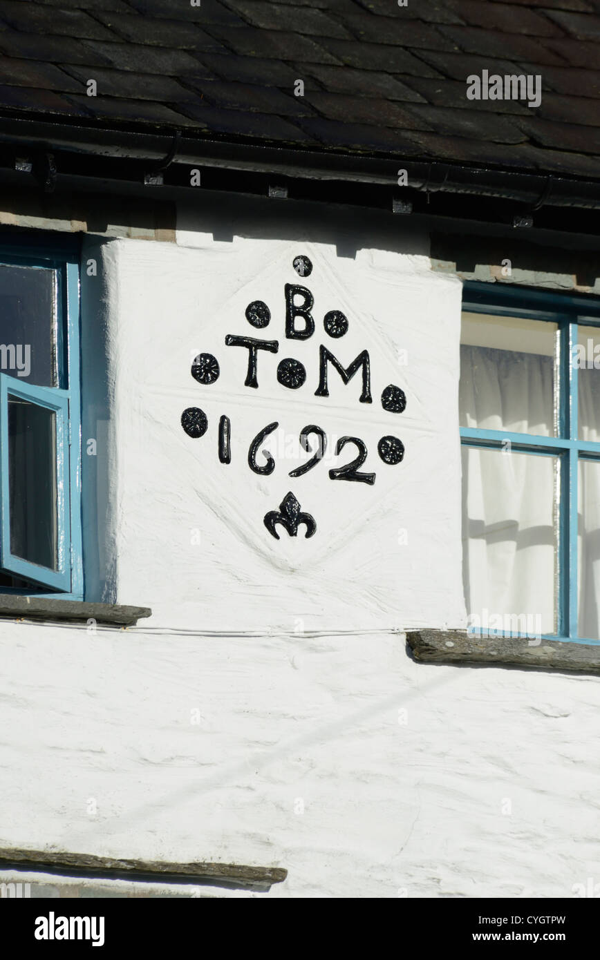 Datestone 1692 on farmhouse. Troutbeck, Lake District National Park, Cumbria, England, United Kingdom, Europe. Stock Photo
