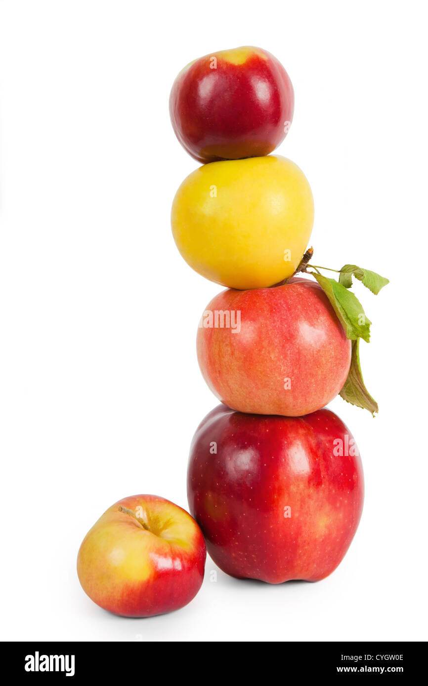 stack of four apples Stock Photo
