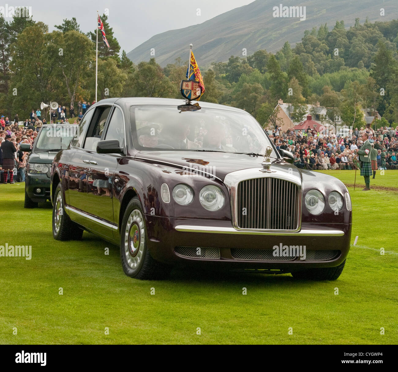Royal Rolls Royce carrying the queen at the 'Braemar Gathering' Highland games, Highlands, Scotland Stock Photo