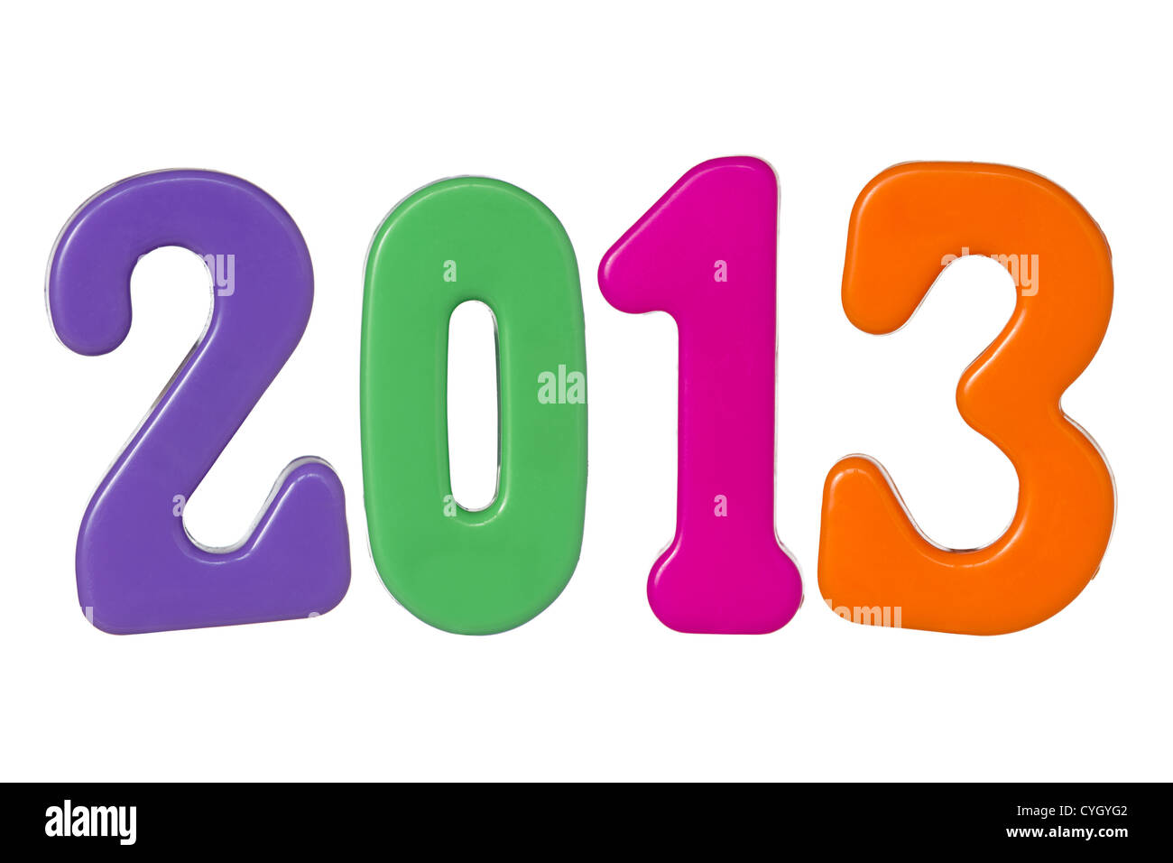 Plastic color numbers shows year 2013. Isolated on white background ...