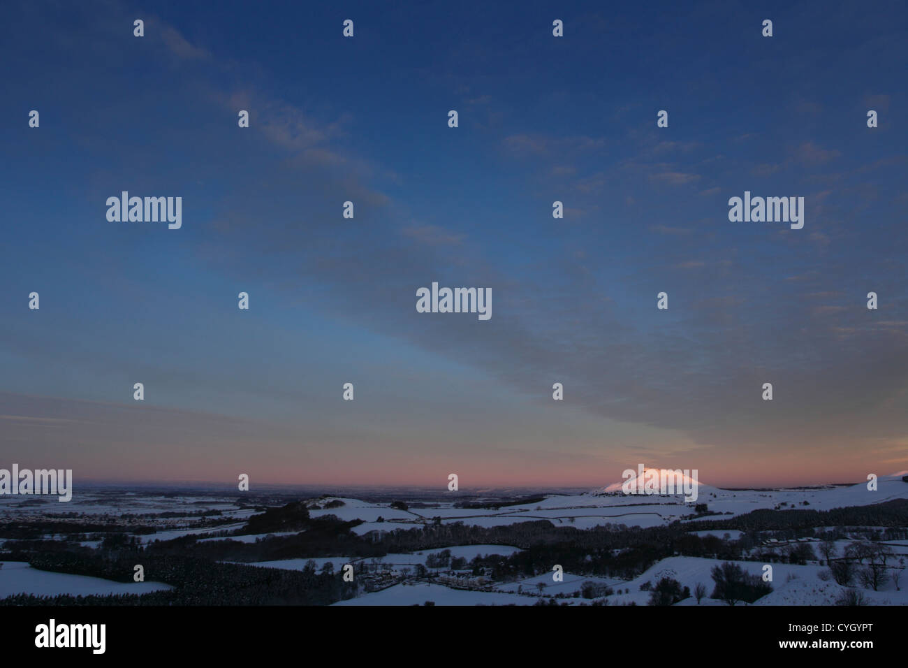 Winter view of Roseberry Topping at daybreak Stock Photo