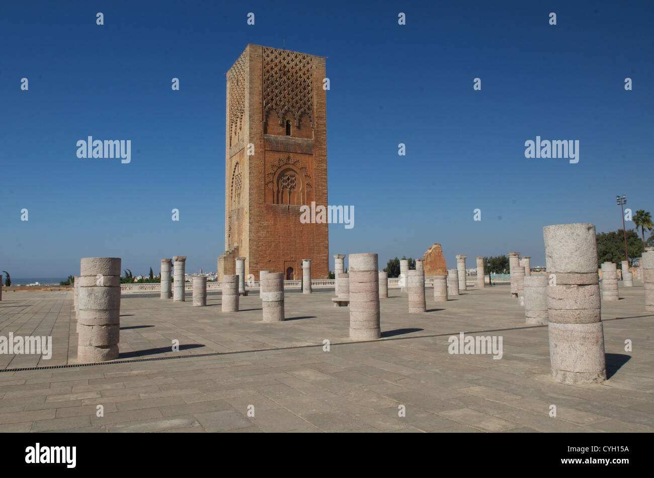 Tour Hassan, Rabat, Morocco. An unfinished mosque minaret from the 15th ...