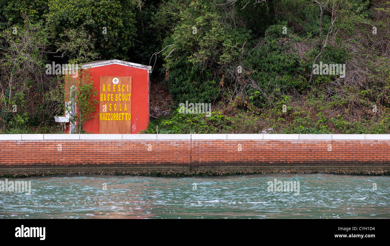 Scout hut at the island of Mazzorbetto in the Lagoon of Venice Stock Photo