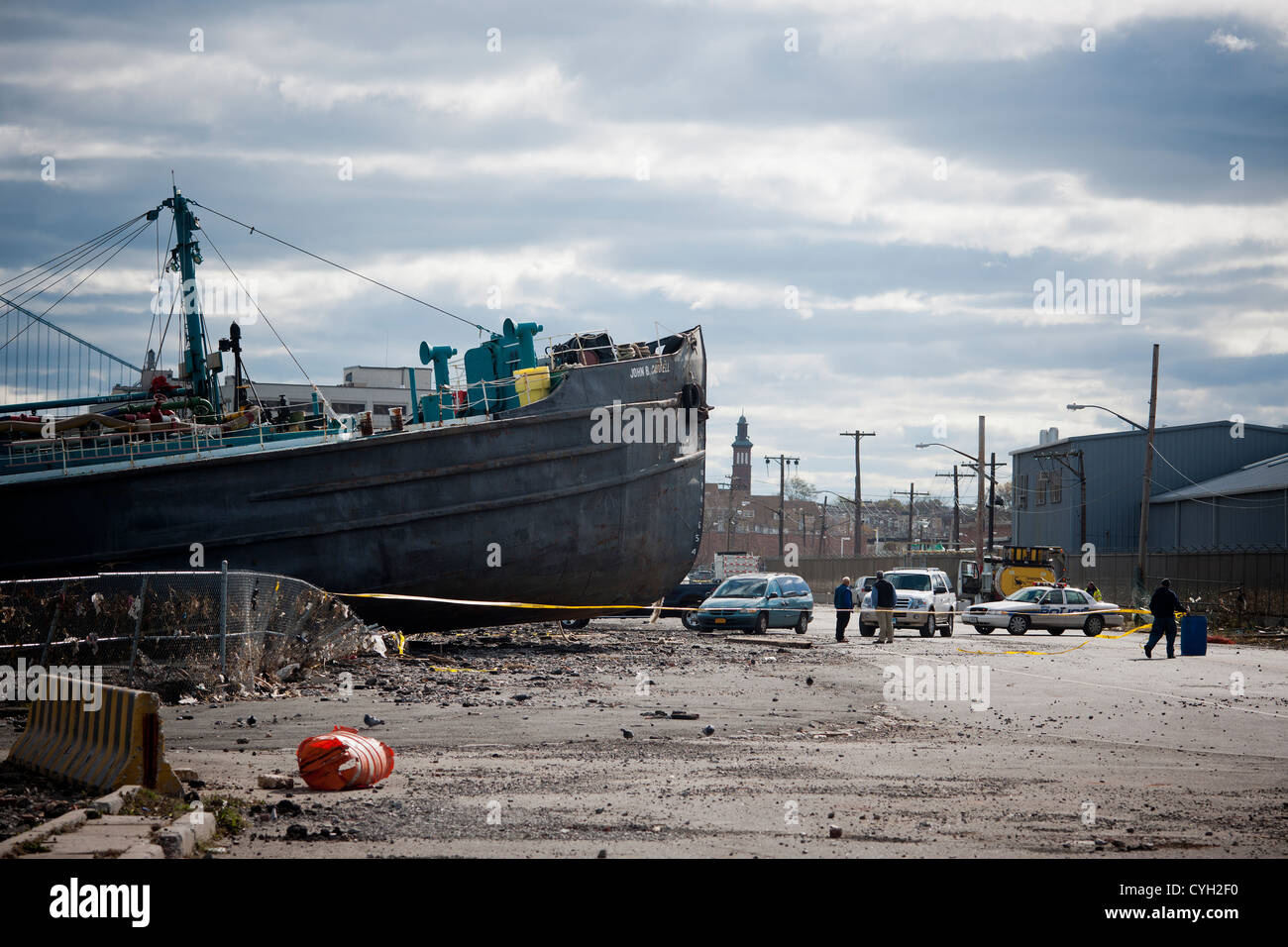 The John B. Caddell Is Seen Grounded On The Shore Of The Stapleton ...