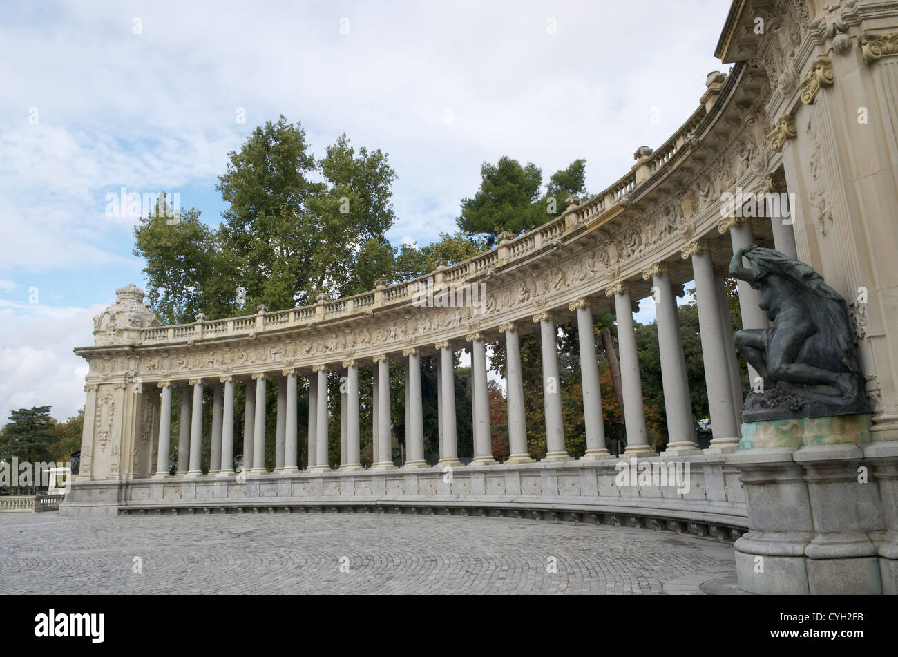 Colonnades of Monument to Alfonso XII, El Retiro, Madrid Stock Photo