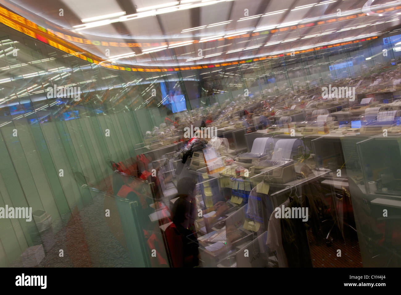 Hong Kong Stock Exchange trading floor Stock Photo