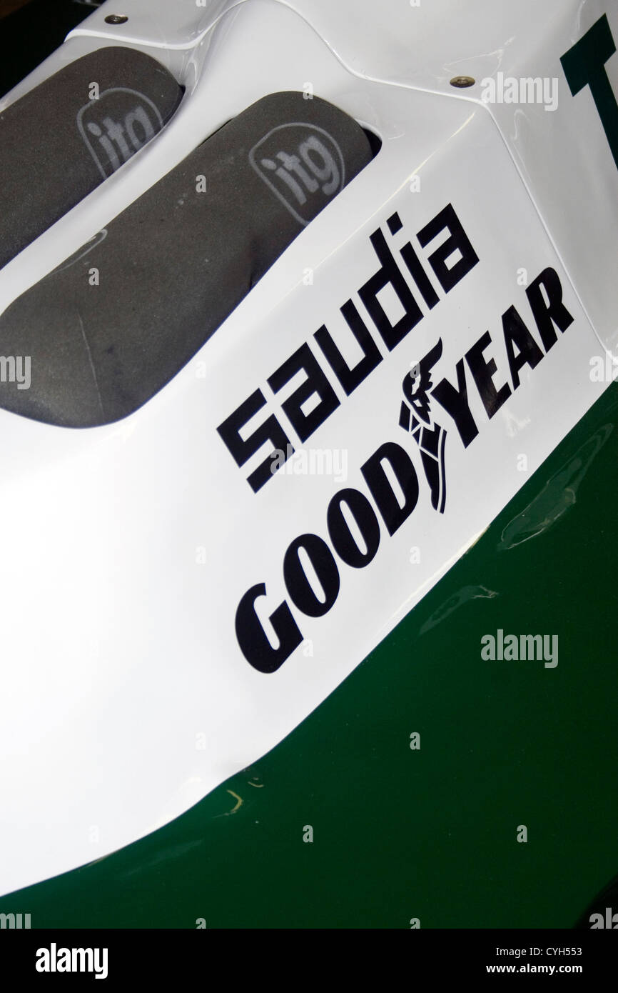 Saudia and Good Year sponsors on the side of a classic F1 car Stock Photo