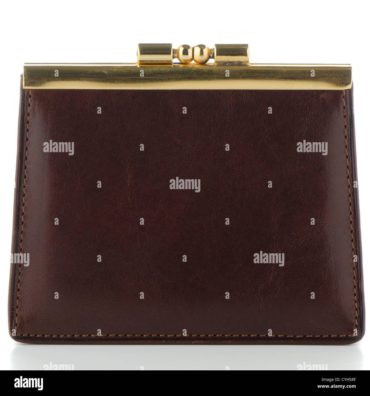 Brown leather purse isolated on white background Stock Photo - Alamy