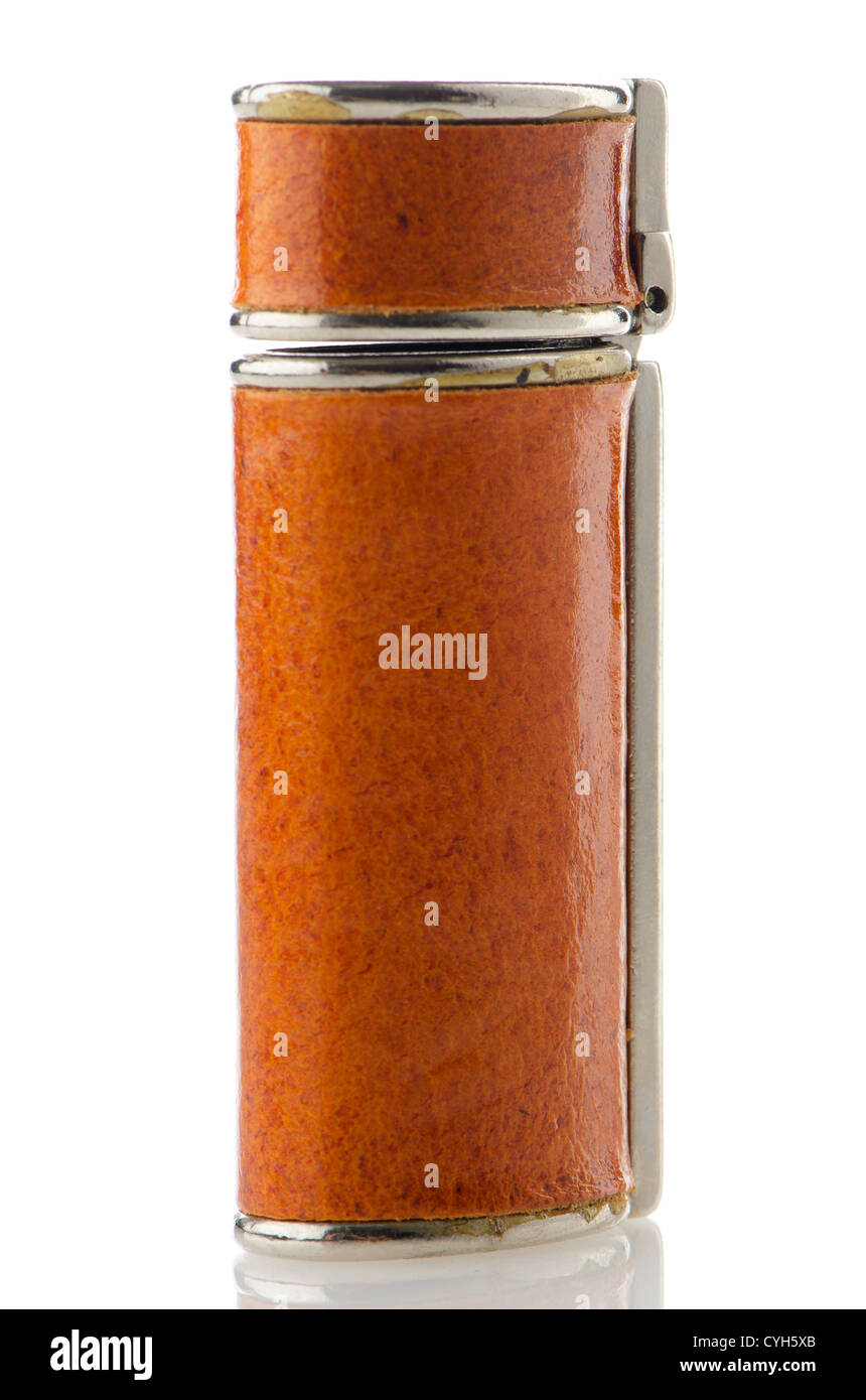 Orange lighter on white reflective background Stock Photo Alamy