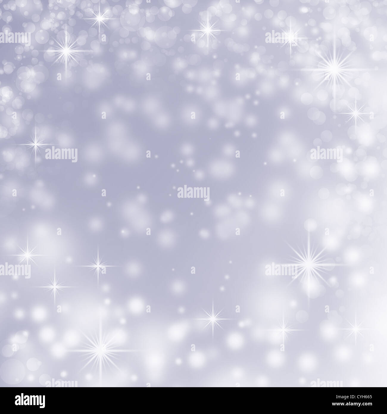 white christmas lights on blue abstract background with delicate stars