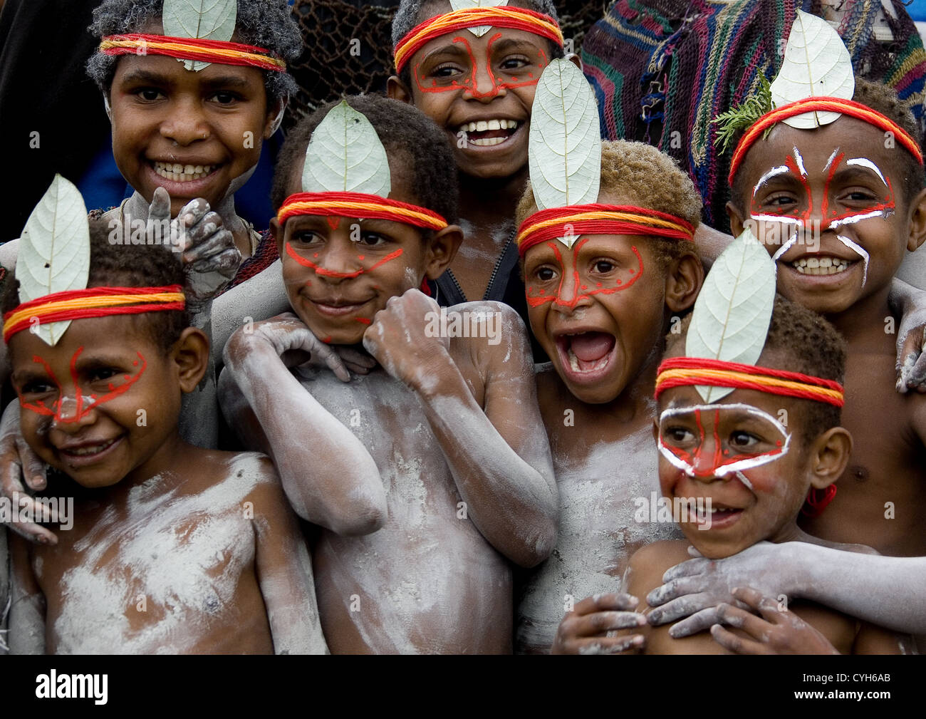 Highlander Kids During Mt Hagen Sing Sing, Western Highlands, Papua New ...