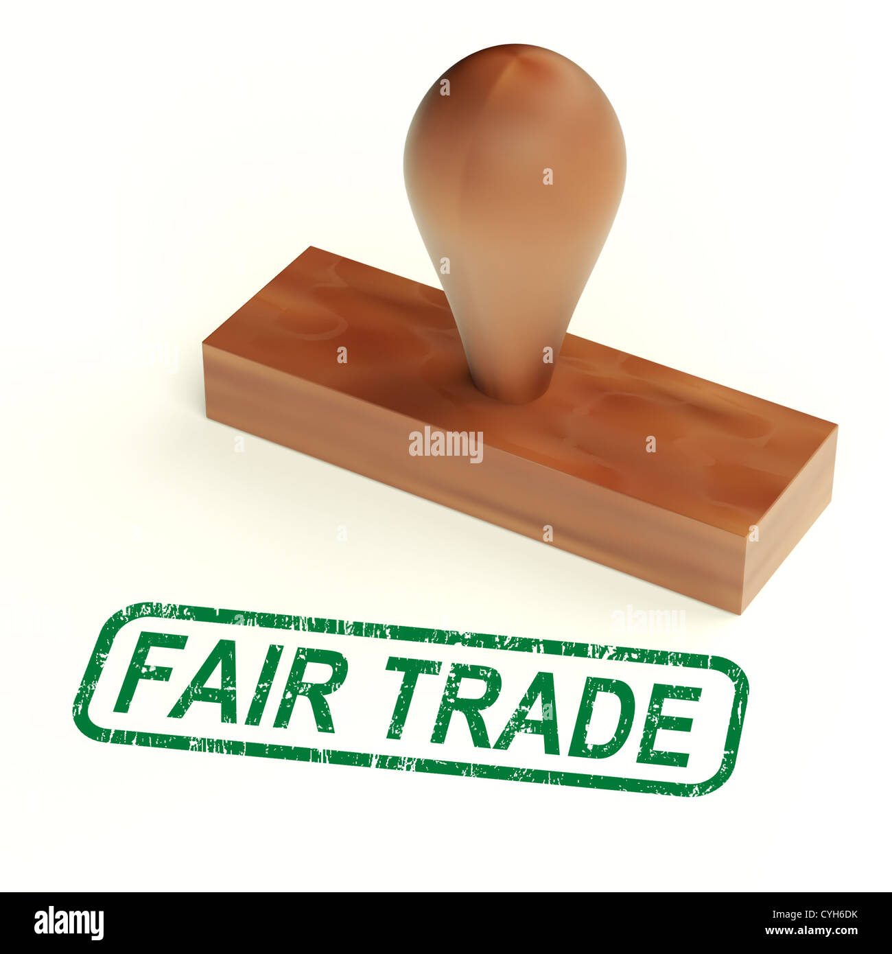 Fair Trade Rubber Stamp Showing Ethical Products Stock Photo