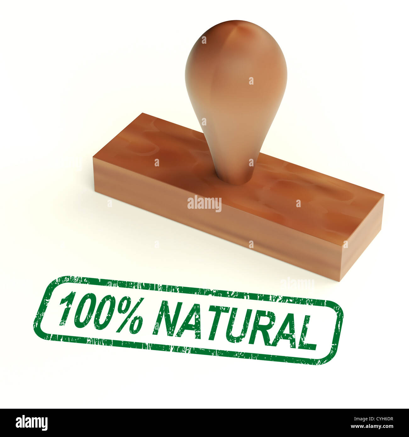 One Hundred Percent Natural Rubber Stamp Shows Pure And Organic Product Stock Photo