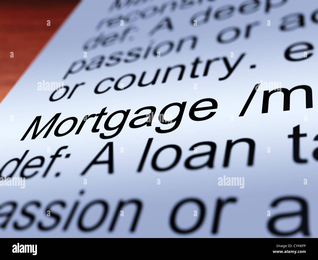 Mortgage Definition Closeup Shows Property Or Real Estate Loan Stock