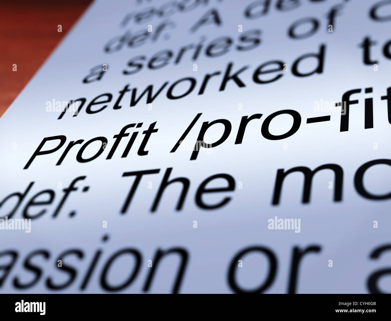 Profit Definition Closeup Shows Income Earned From Business Stock Photo