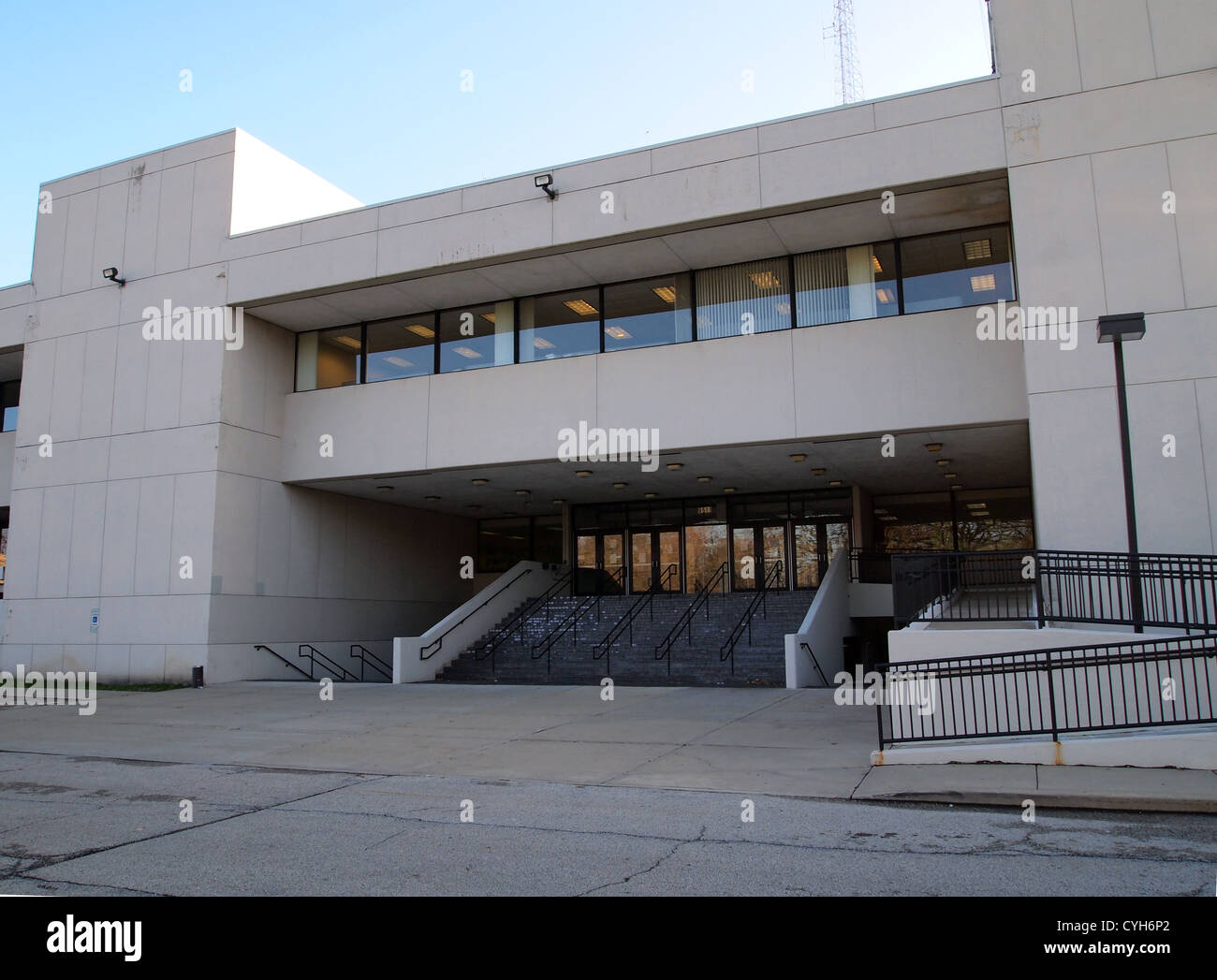 Illinois State Police headquarters, previously the Maine North High School, used in the 80's movie The Breakfast Club. Stock Photo