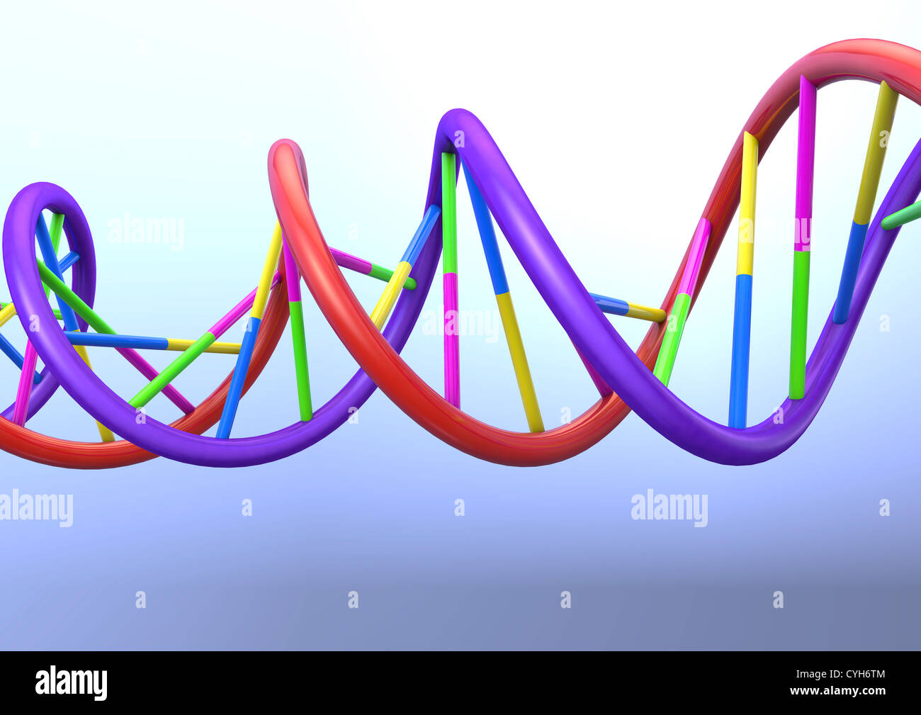 DNA Double Helix Model - 3D render - Concept image Stock Photo