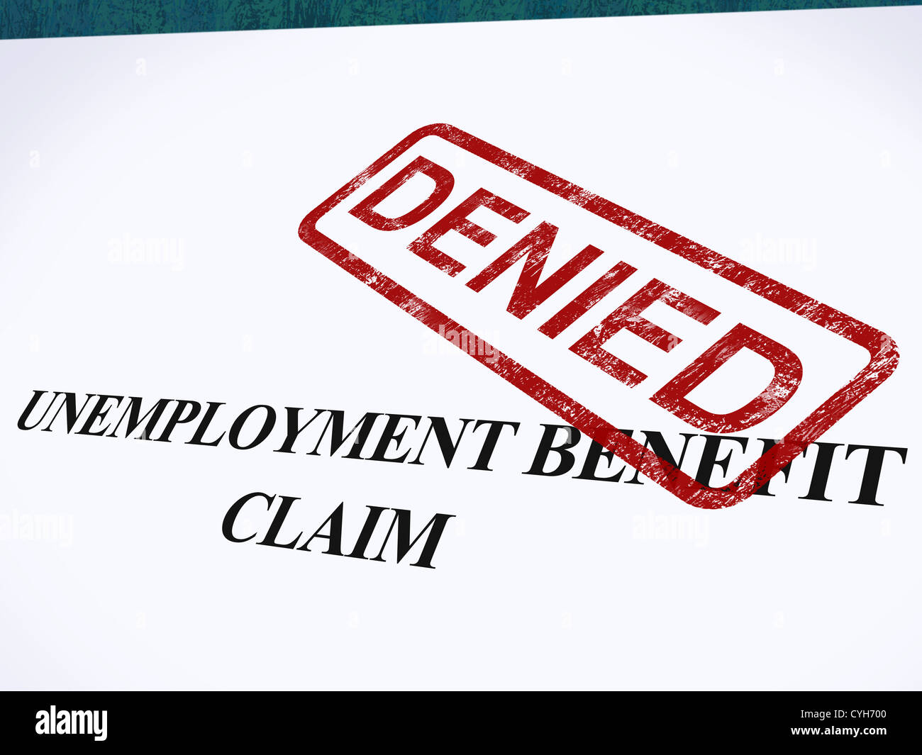 Unemployment Benefit Claim Denied Stamp Showing Social Security Welfare Refused Stock Photo