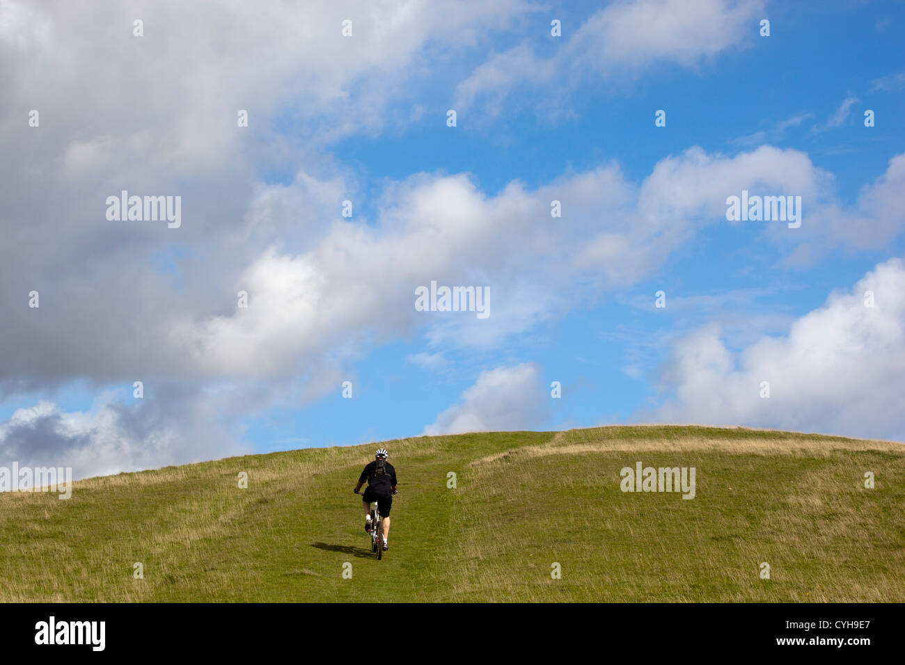 Cyclist Knap Hill Wiltshire Stock Photo